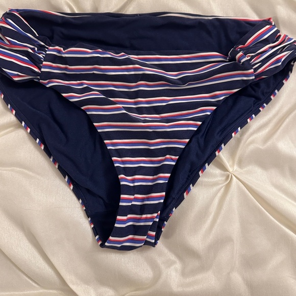 Striped Navy Bikini Bottom - Picture 1 of 2